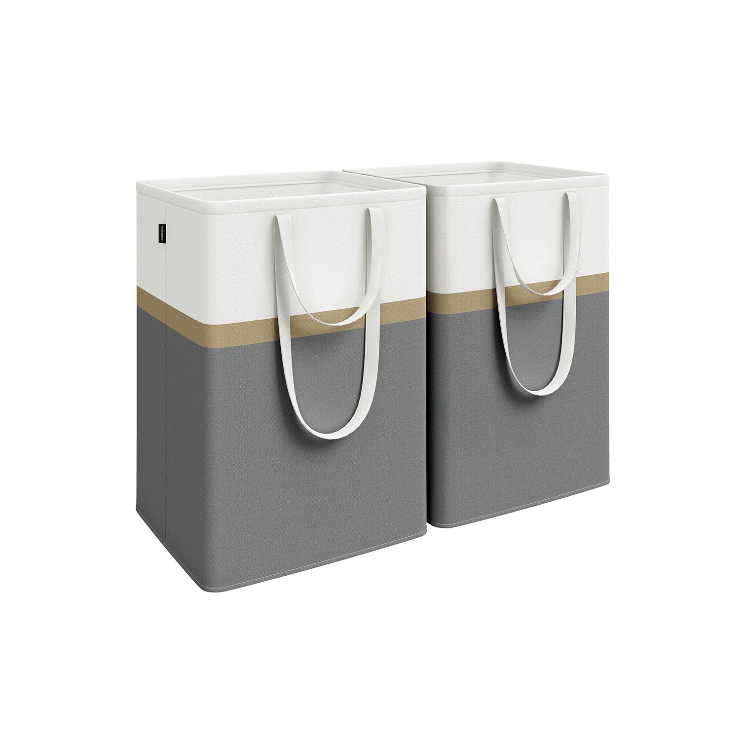 Collapsible Laundry Hampers Set of 2 - Fabric - Slate Grey - Easy to Transport and Clean