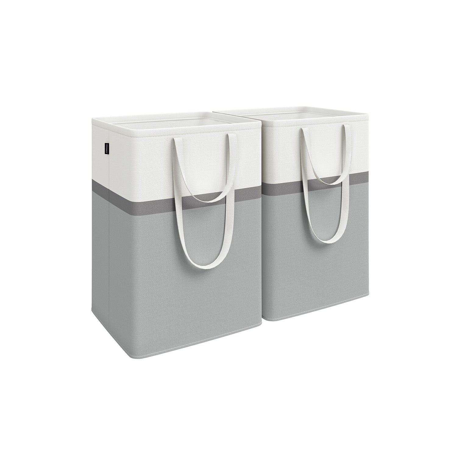 Collapsible Laundry Hampers Set of 2 - Fabric - Dove Grey - Freestanding and Portable