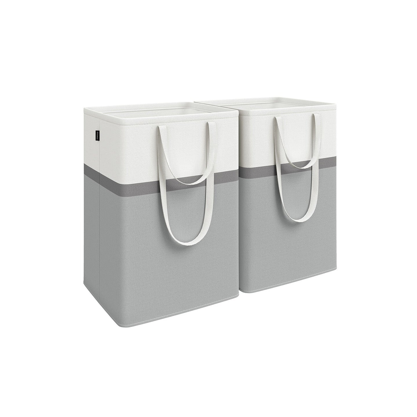 Collapsible Laundry Hampers Set of 2 - Fabric - Dove Grey - Freestanding and Portable