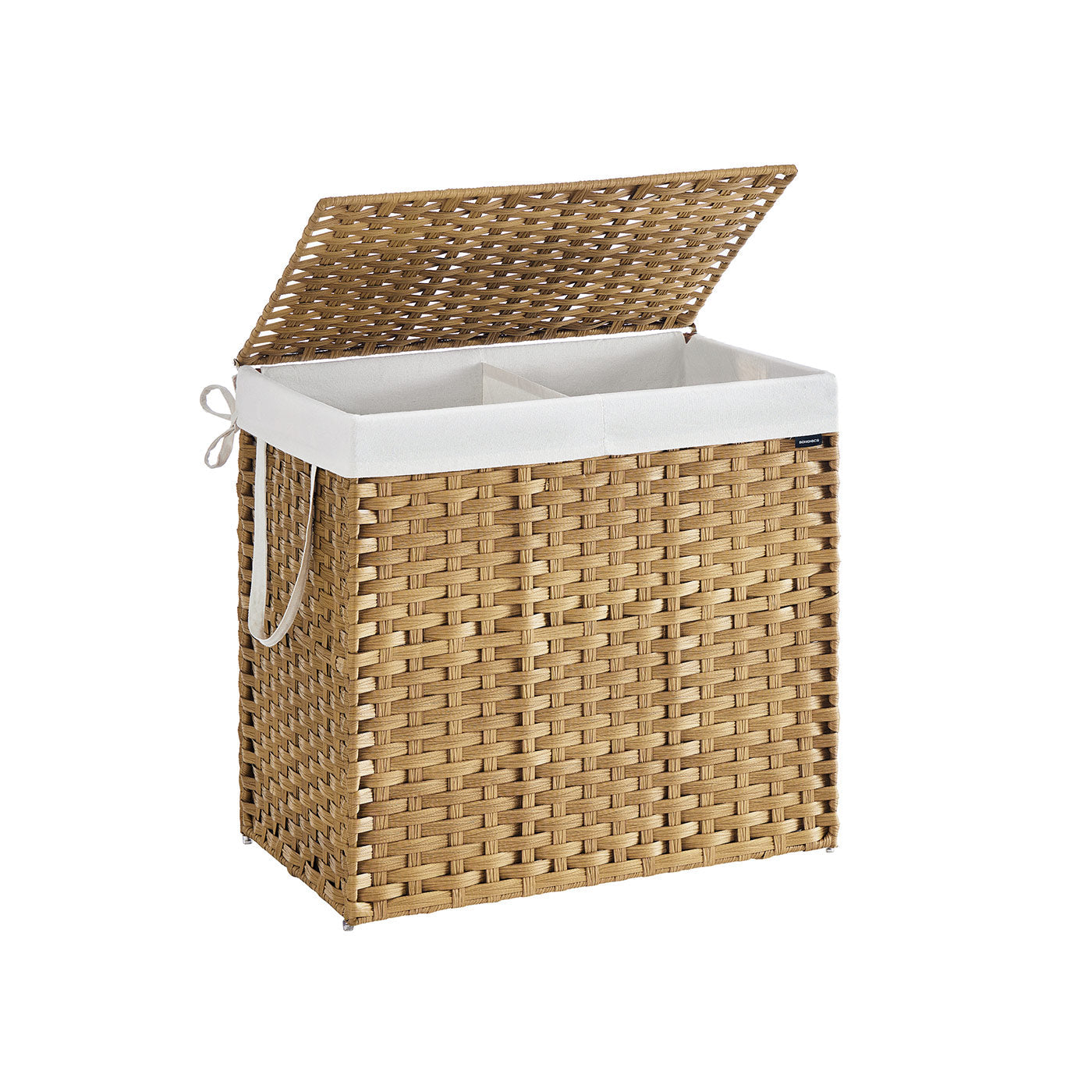 Laundry Basket - Synthetic Rattan - Natural - 160 L Capacity with Lid and Handles