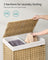 Laundry Basket - Rattan-Style - Natural - 3 Compartments with Lid and Removable Liner