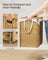 Laundry Hamper - Synthetic Rattan - Natural - Foldable with Lid and Handles