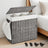 Rolling Laundry Hamper - Rattan-Style - Grey - 3-Section with Lid and Removable Liner
