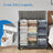 Rolling Laundry Hamper - Rattan-Style - Grey - 3-Section with Lid and Removable Liner