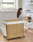 Rolling Laundry Hamper - Rattan-Style - Natural - 3-Compartment with Lid and Removable Liner
