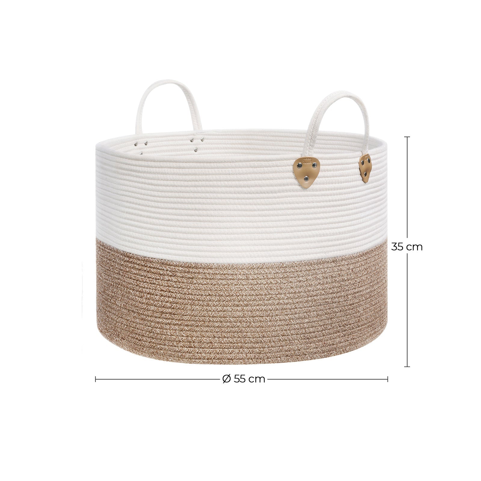 Laundry Basket - 100L with Handle - Cotton Rope - Brown & Beige