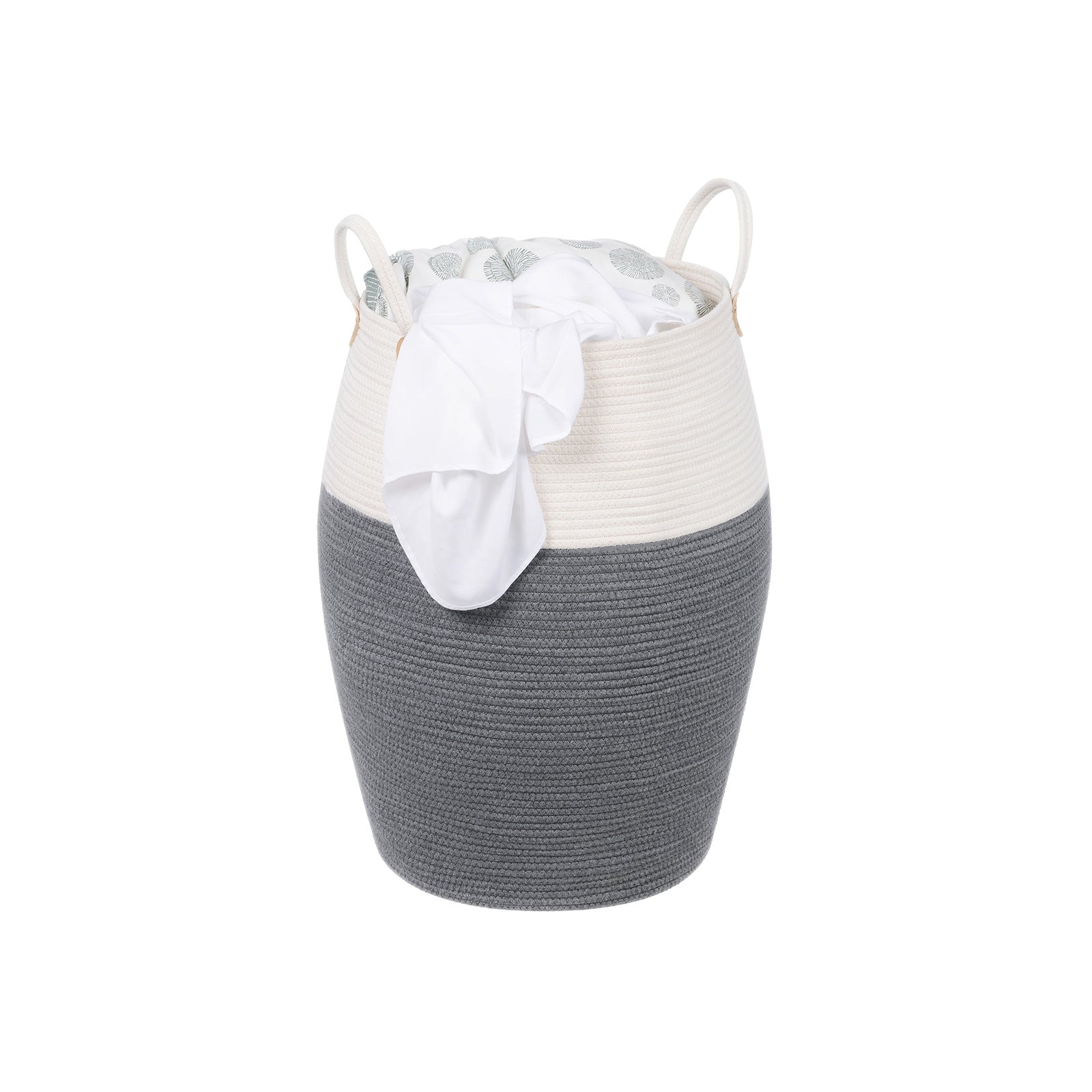 Laundry Basket - Cotton Rope - Grey-Beige - 125L Capacity with Handles