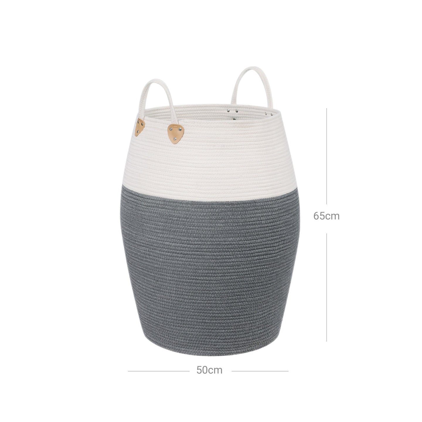Laundry Basket - Cotton Rope - Grey-Beige - 125L Capacity with Handles