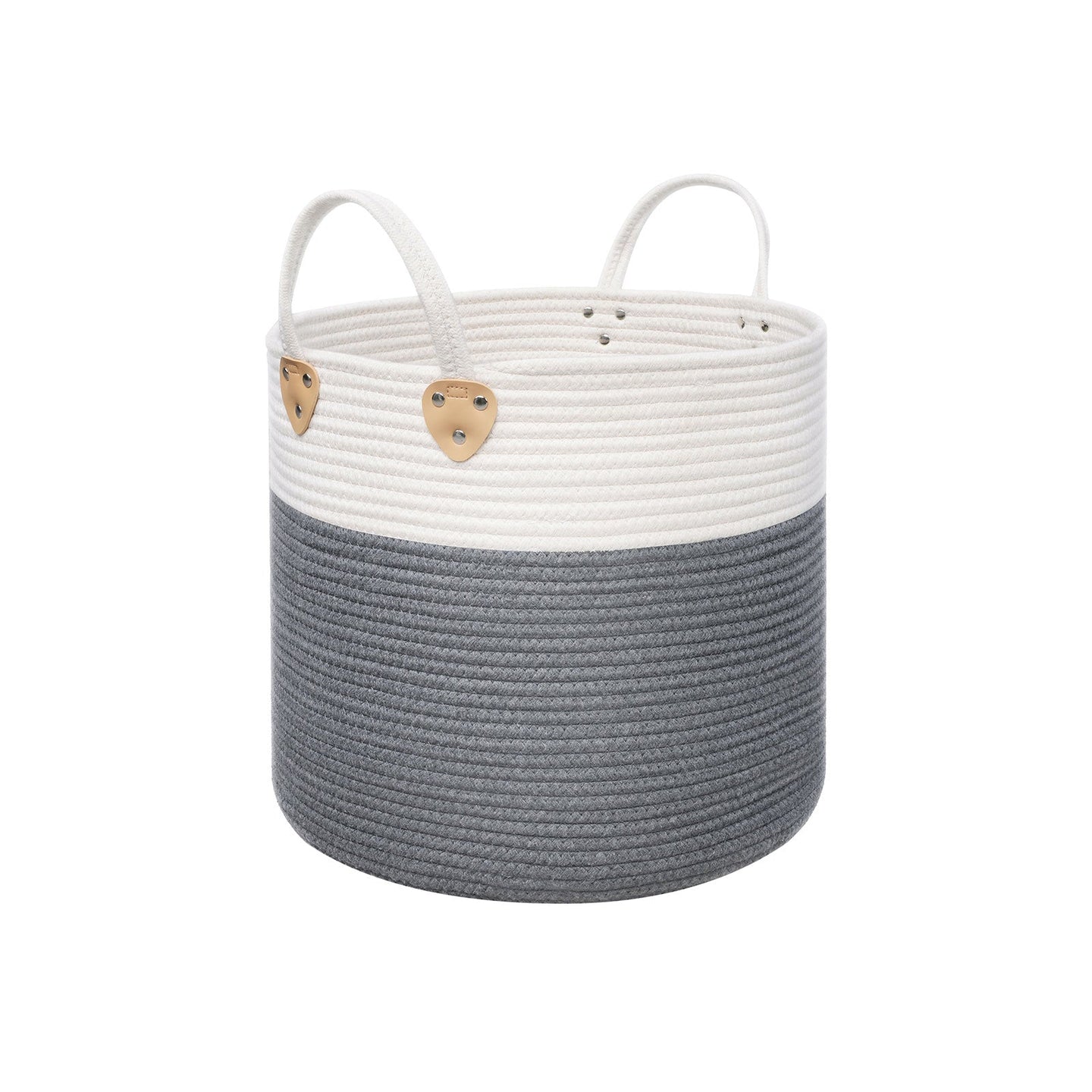 Laundry Basket - Cotton Rope - Grey - 50L Capacity with Handles