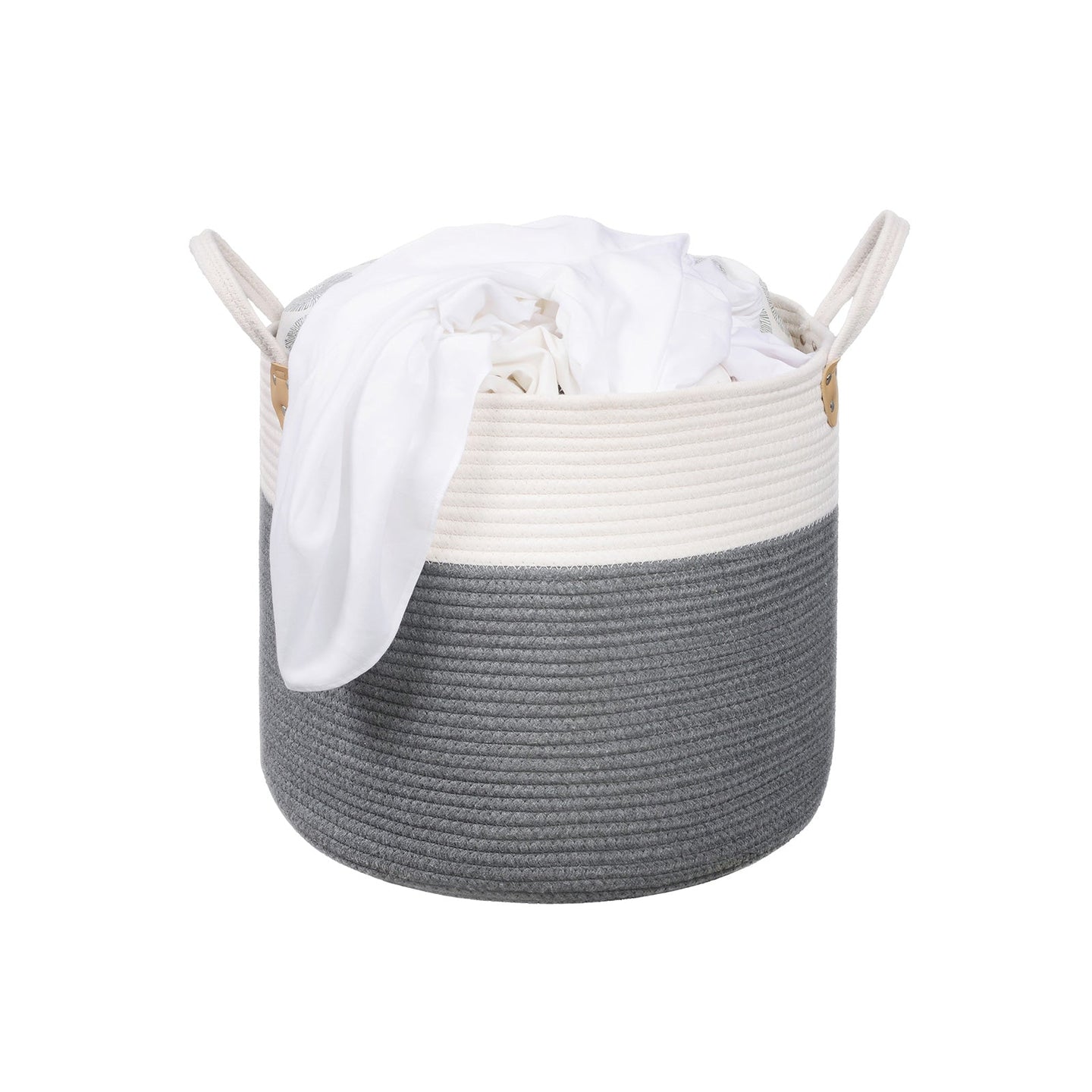 Laundry Basket - Cotton Rope - Grey - 50L Capacity with Handles