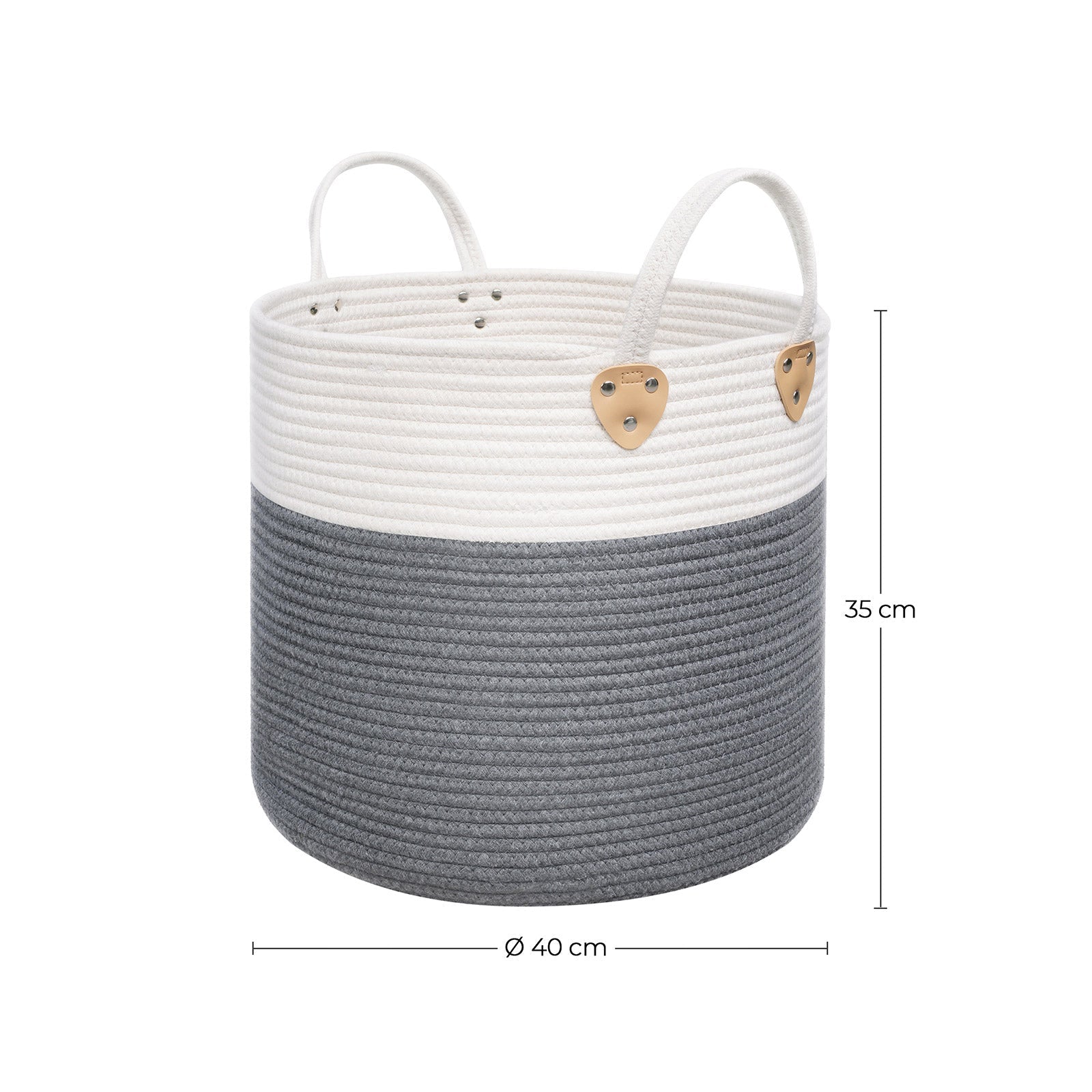 Laundry Basket - Cotton Rope - Grey - 50L Capacity with Handles