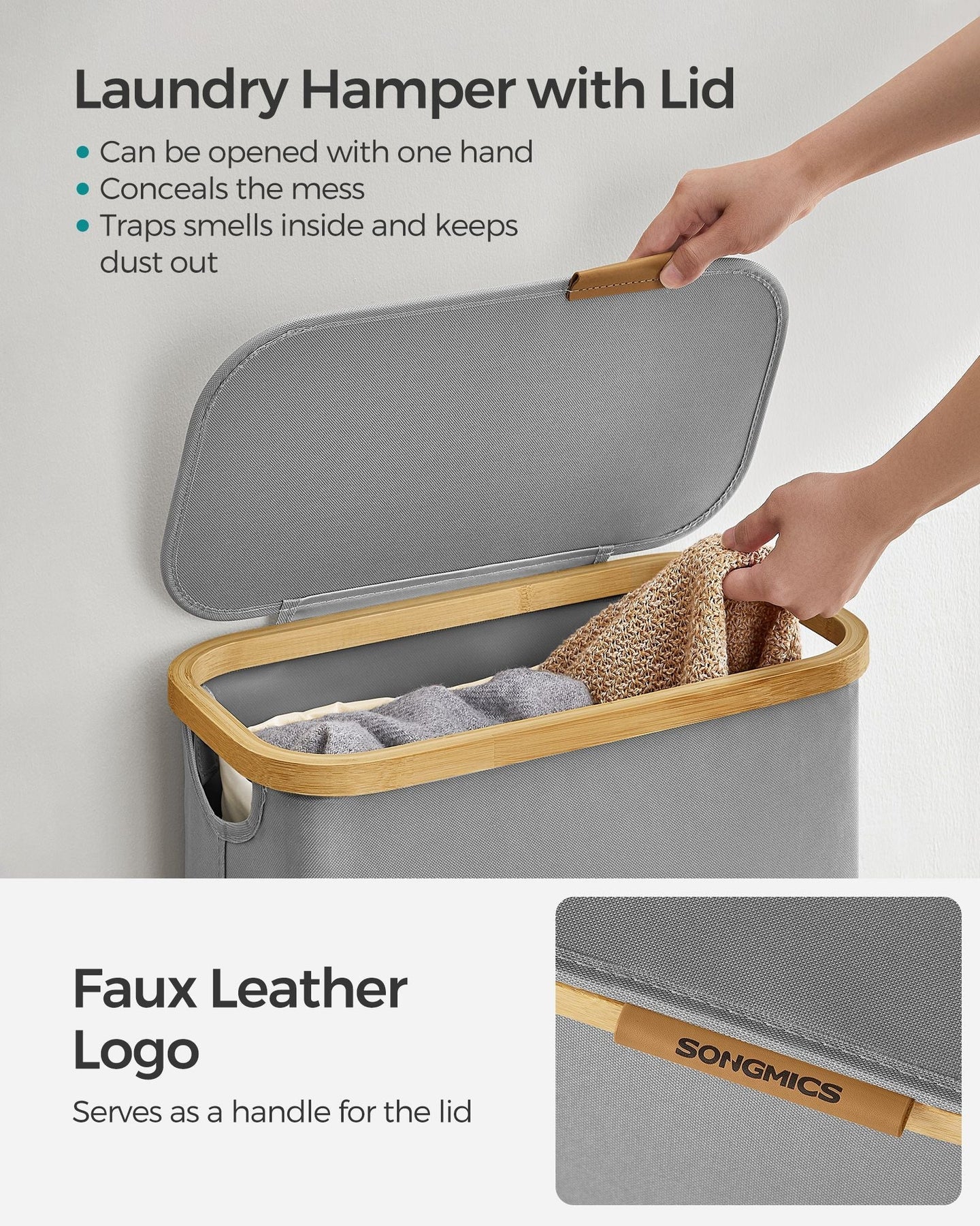 Laundry Basket - Oxford Fabric - Dove Grey - Slim