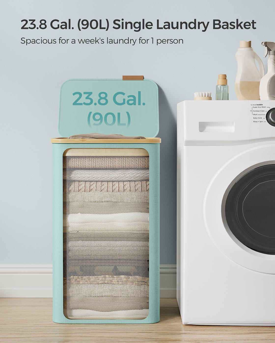 Laundry Basket - Oxford Fabric - Cream White - Space-Saving with Lid and Removable Mesh Liner