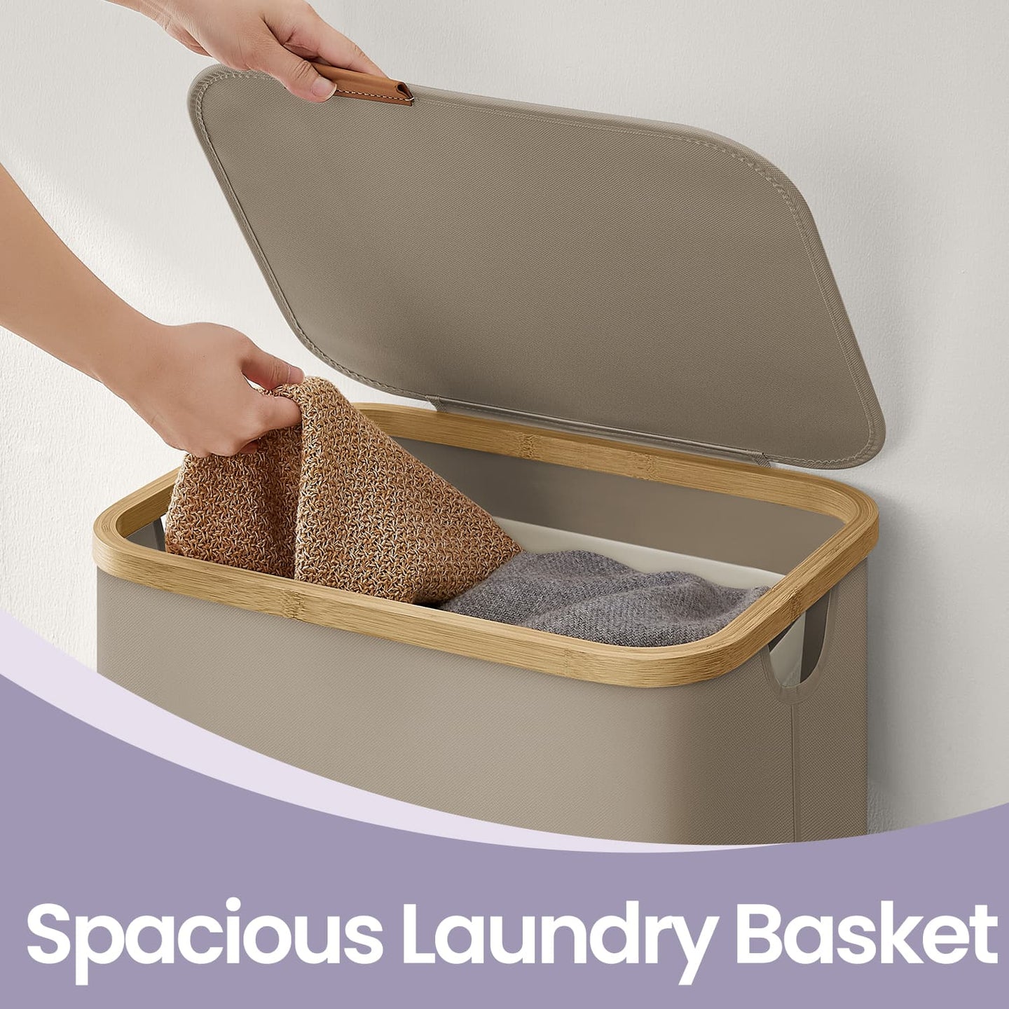 Laundry Hamper - Fabric - Ink Black - Large Capacity with Lid and Removable Mesh Liner