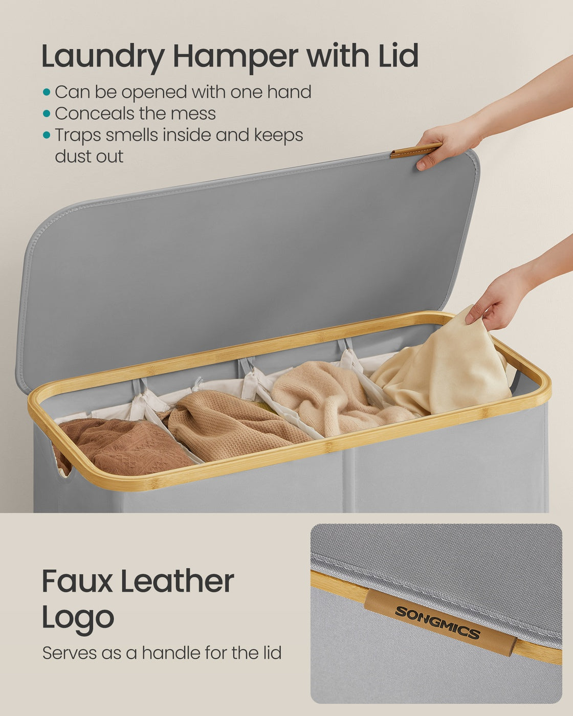 Laundry Basket - Oxford Fabric - Slim Design