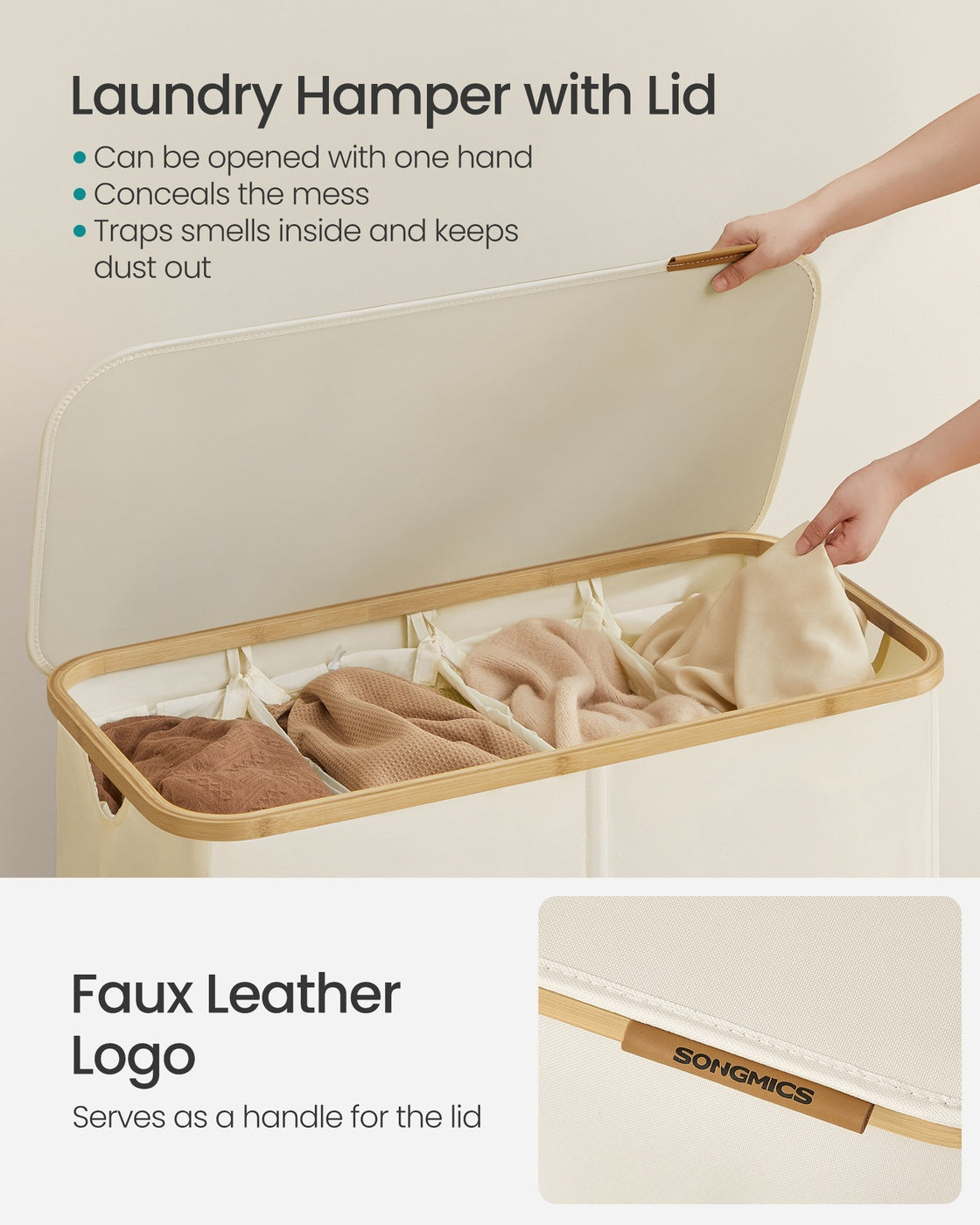 Laundry Basket - Oxford Fabric - Slim Design