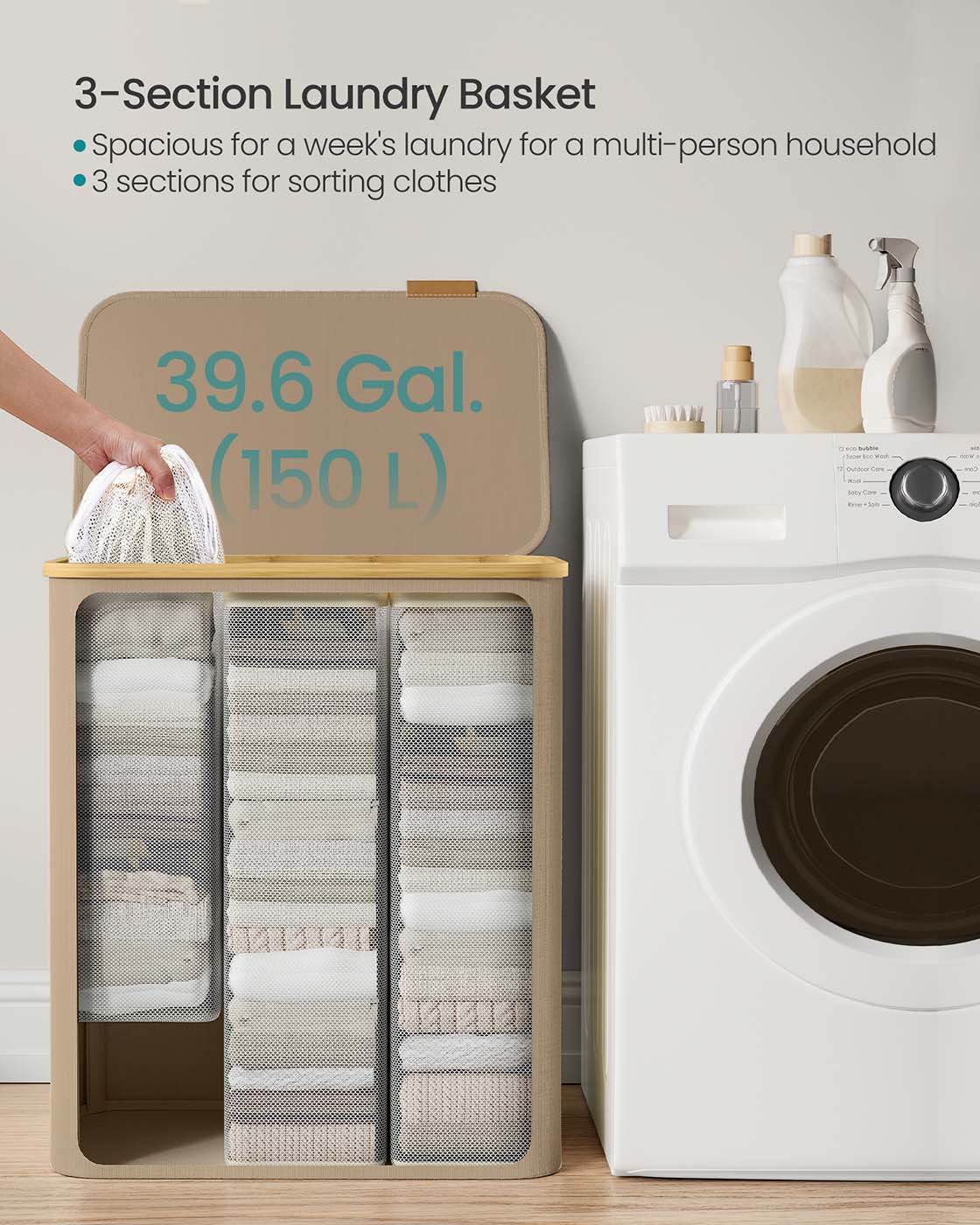 Laundry Basket - Oxford Fabric - Camel Brown - 52.8 Gallons