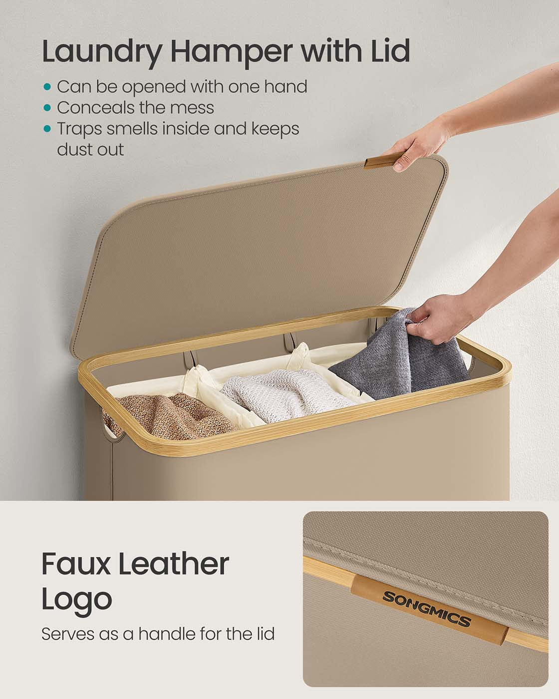 Laundry Basket - Oxford Fabric - Camel Brown - 52.8 Gallons