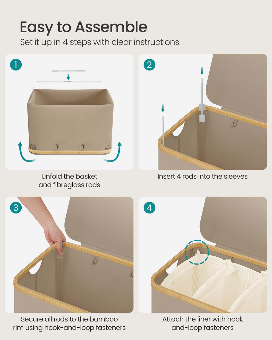Laundry Basket - Oxford Fabric - Camel Brown - 52.8 Gallons