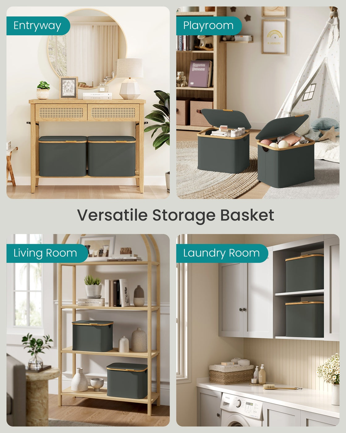 Laundry Basket - 40L - Oxford Fabric - Foldable