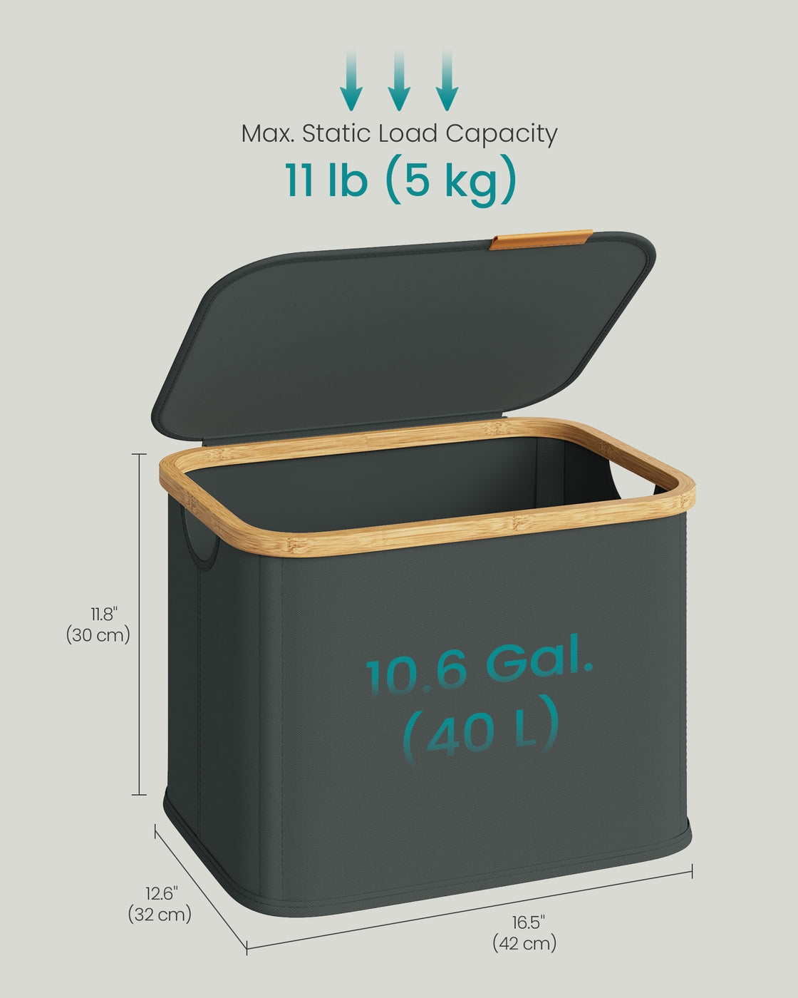 Laundry Basket - 40L - Oxford Fabric - Foldable