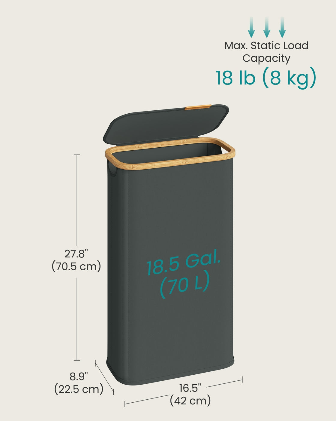 Laundry Basket - 70L - Oxford Fabric - Foldable
