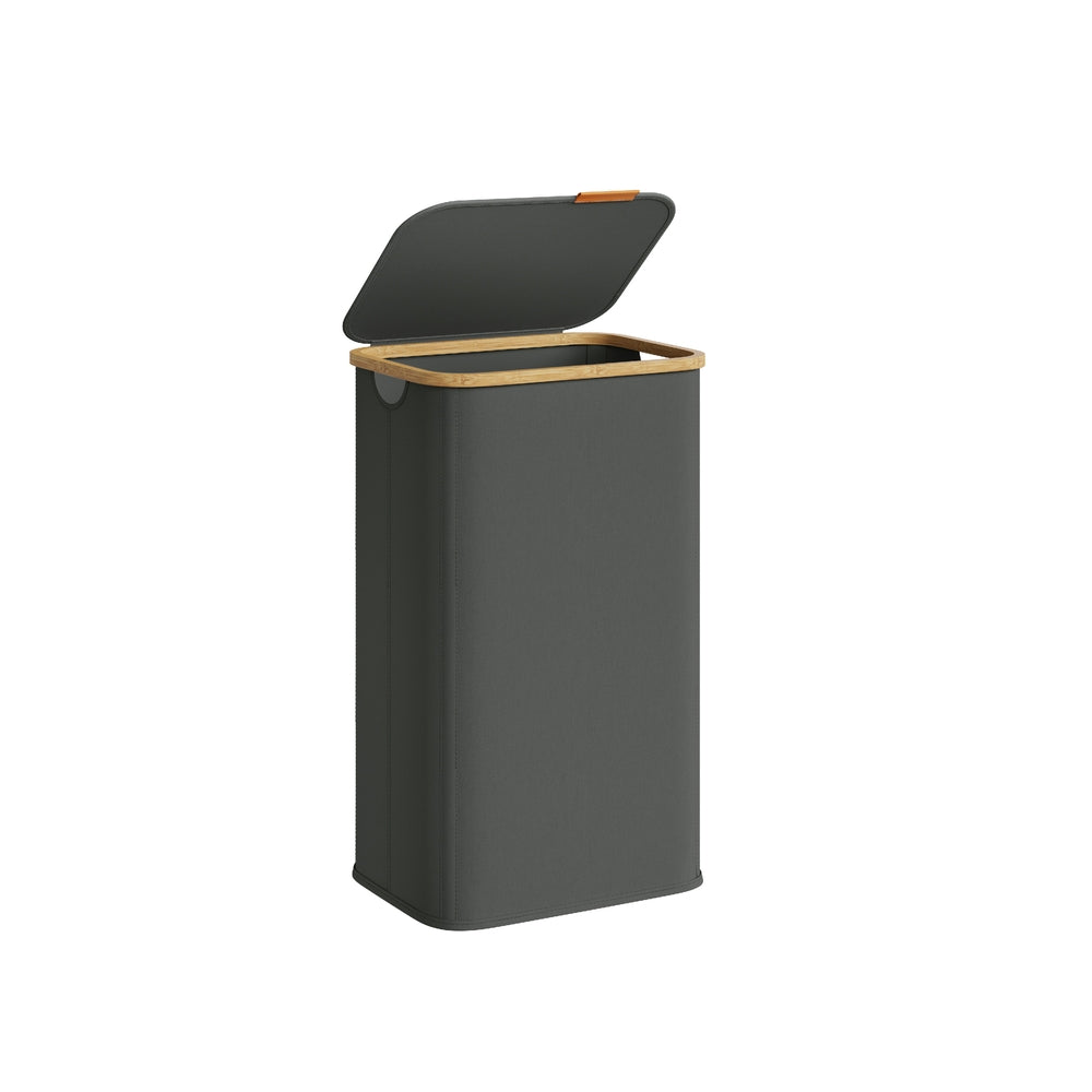 Laundry Hamper with Lid - 100L - Oxford Fabric - Bamboo Frame