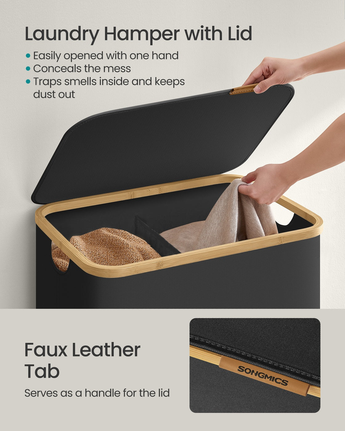 Laundry Basket - 140L - Oxford Fabric - 2 Compartments