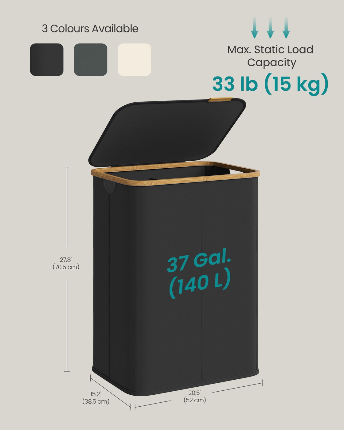 Laundry Basket - 140L - Oxford Fabric - 2 Compartments