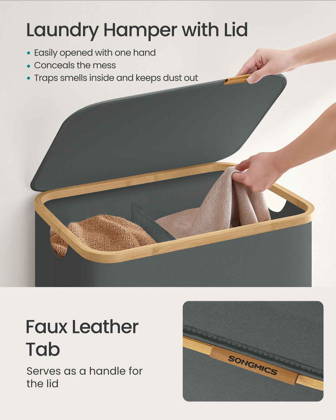 Laundry Basket - 140L - Oxford Fabric - 2 Compartments