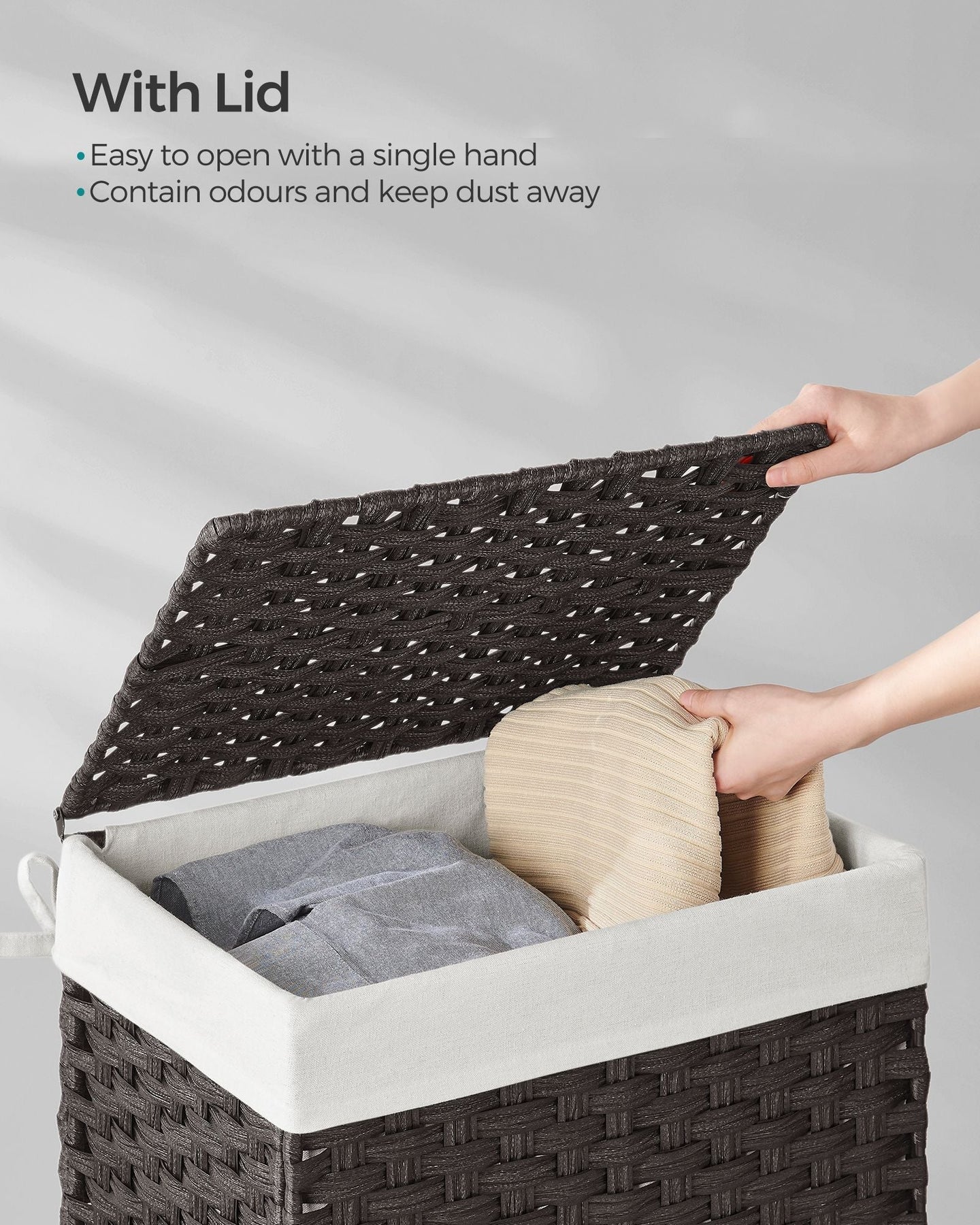 Laundry Basket - Synthetic Rattan Wicker - Natural - 90L Capacity
