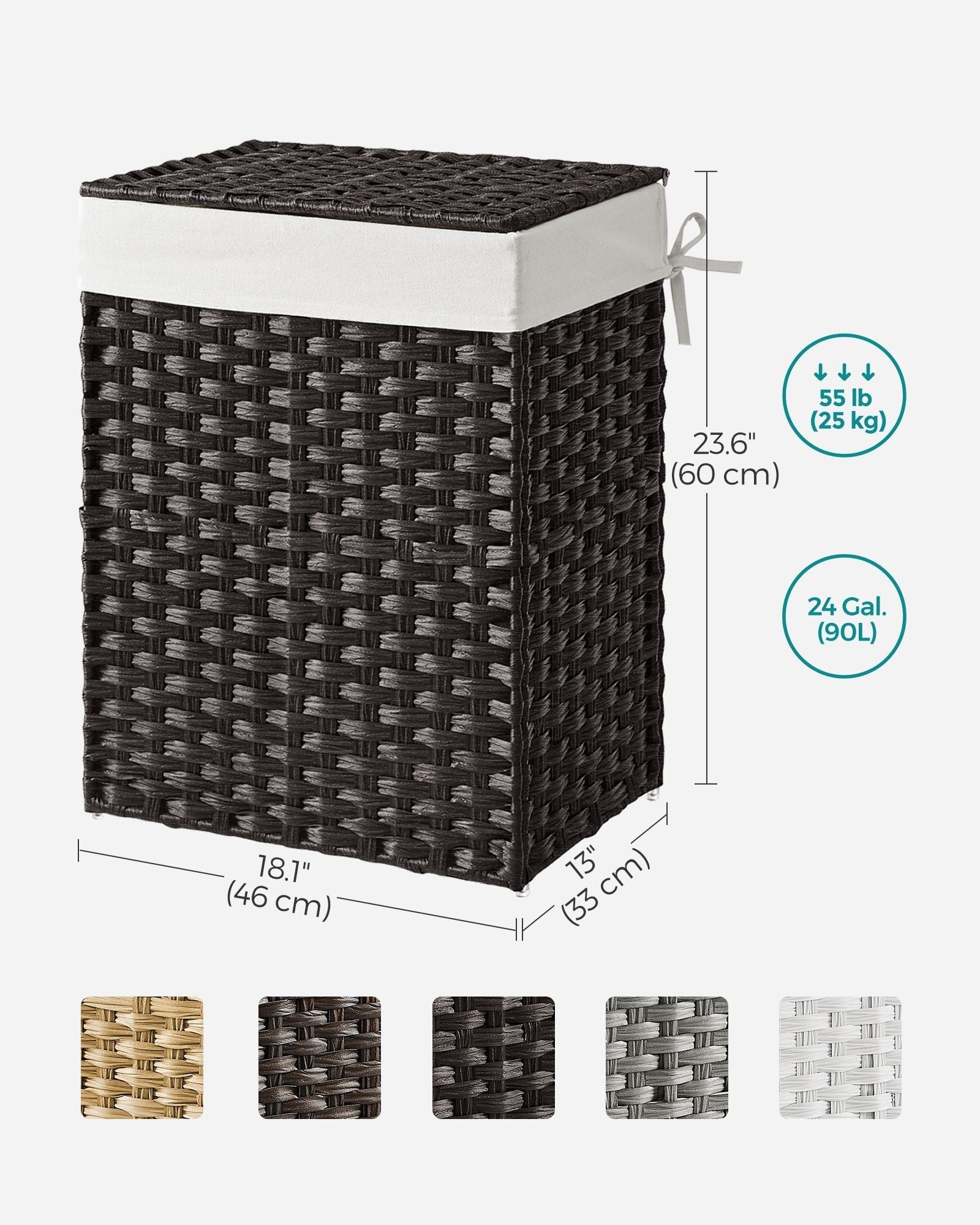 Laundry Basket - Synthetic Rattan Wicker - Natural - 90L Capacity