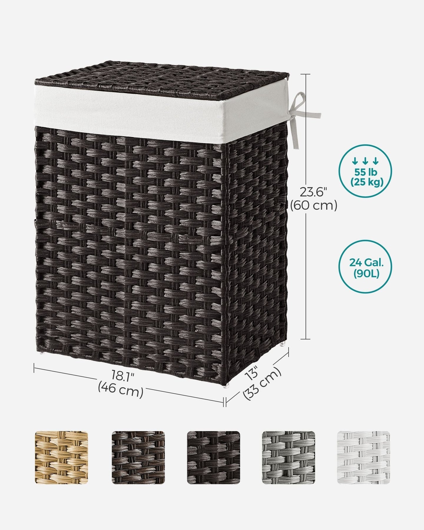 Laundry Basket - Synthetic Rattan Wicker - Natural - 90L Capacity