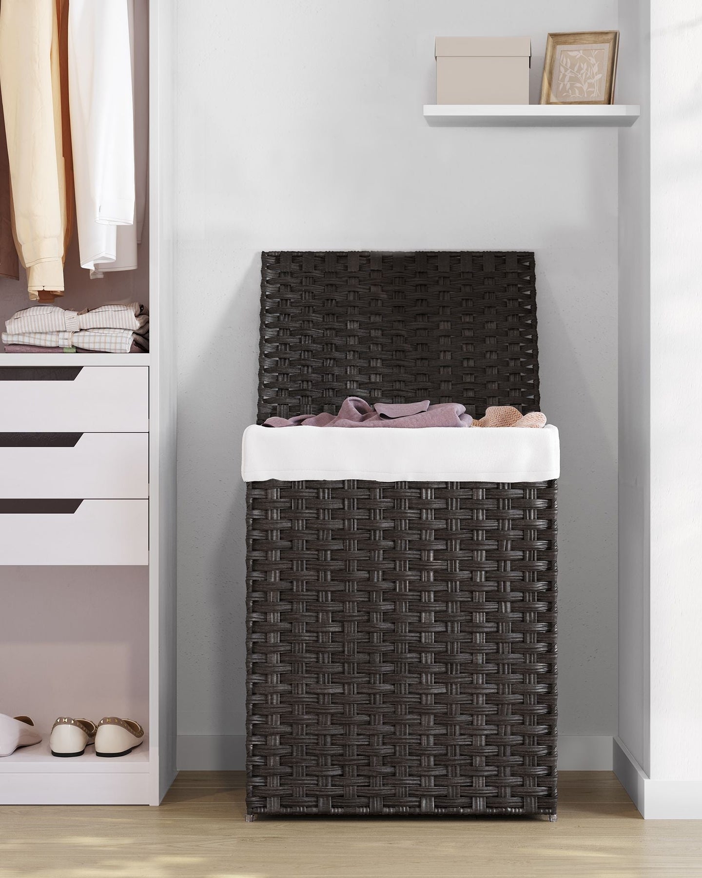 Laundry Basket - Synthetic Rattan Wicker - Natural - 90L Capacity