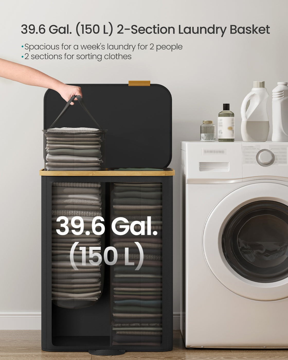 Laundry Basket - 150L - Fibreglass - Removable Liner