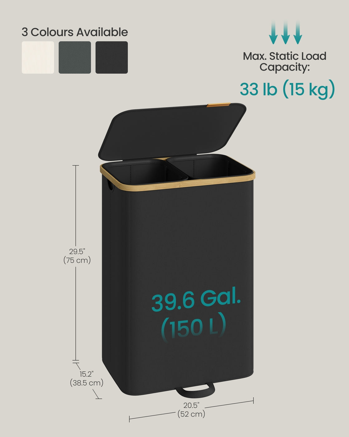 Laundry Basket - 150L - Fibreglass - Removable Liner