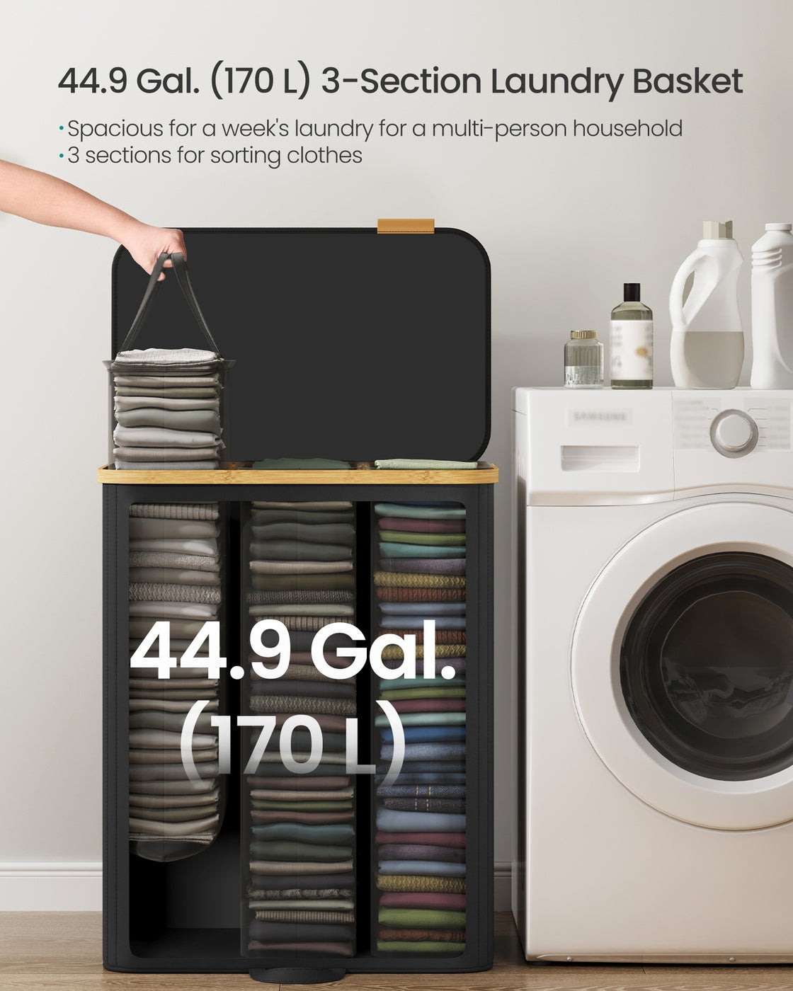 Laundry Hamper - 170L - Fibreglass - Removable Liners