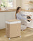 Laundry Basket - Fabric - Natural Beige - Dual Compartment with Lid and Wheels