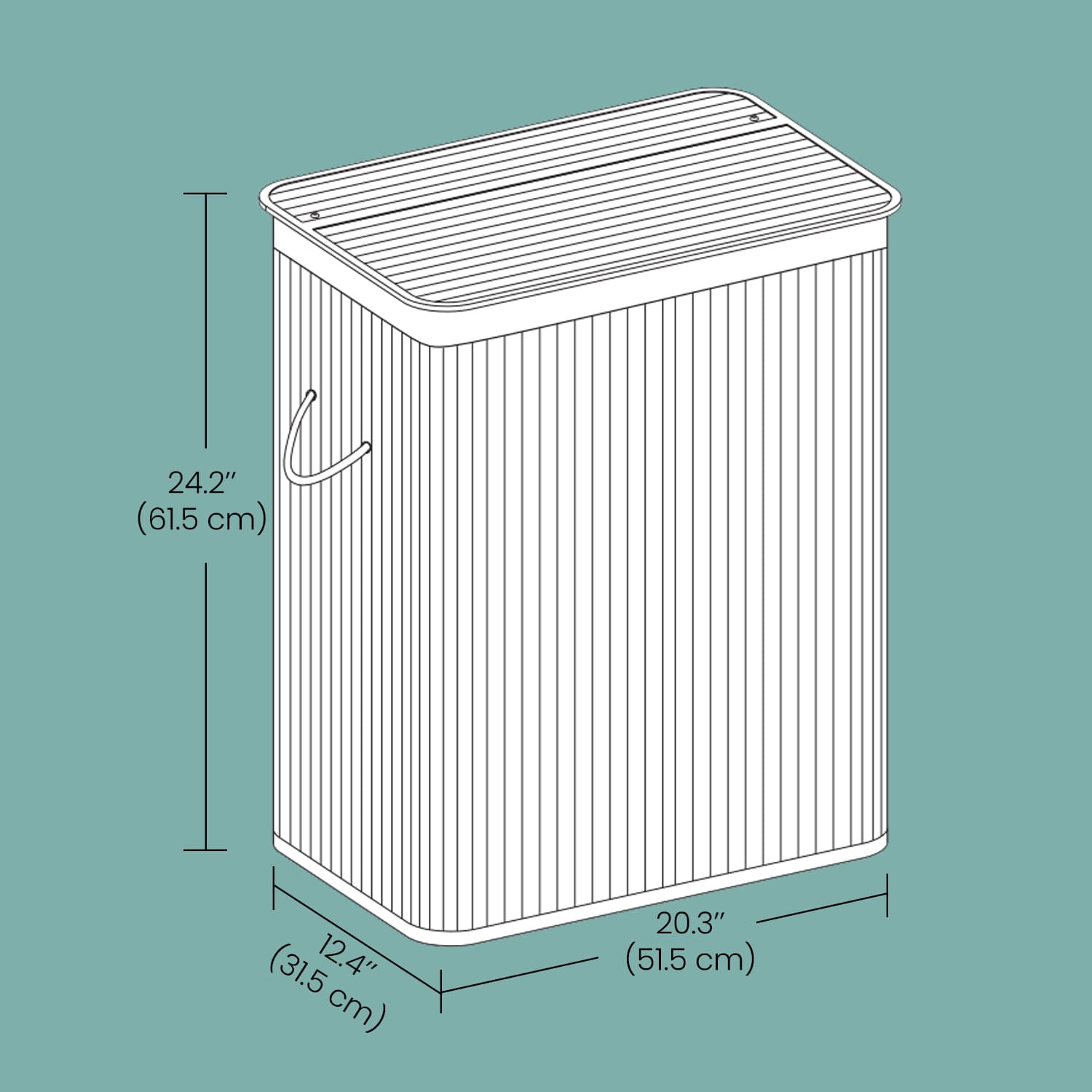 Bamboo Laundry Basket - Brown - Divided with Removable Liner and Handles