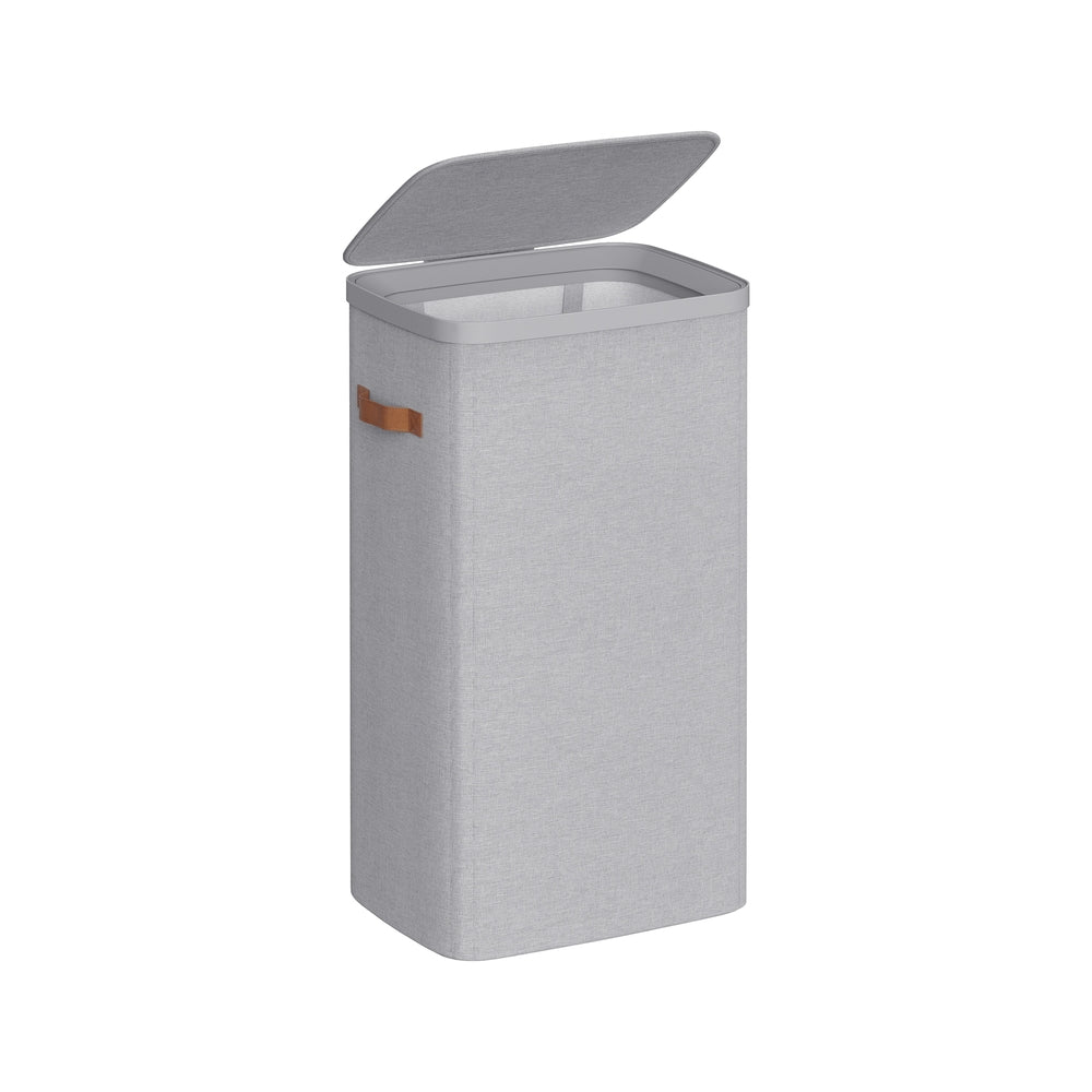 Laundry Basket - Fabric - Dove Grey - 100L Capacity with Lid and Removable Liner