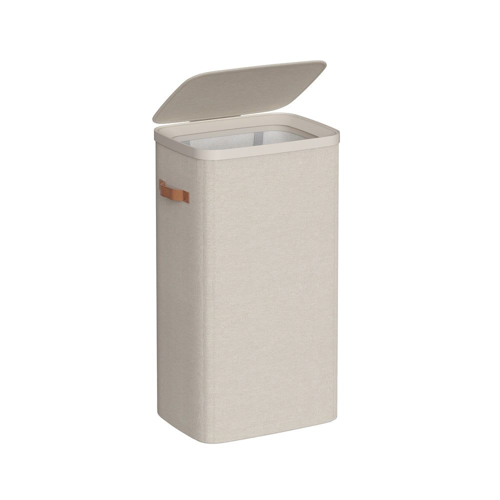 Laundry Basket - Fabric - Dove Grey - 100 L Capacity with Lid and Handles