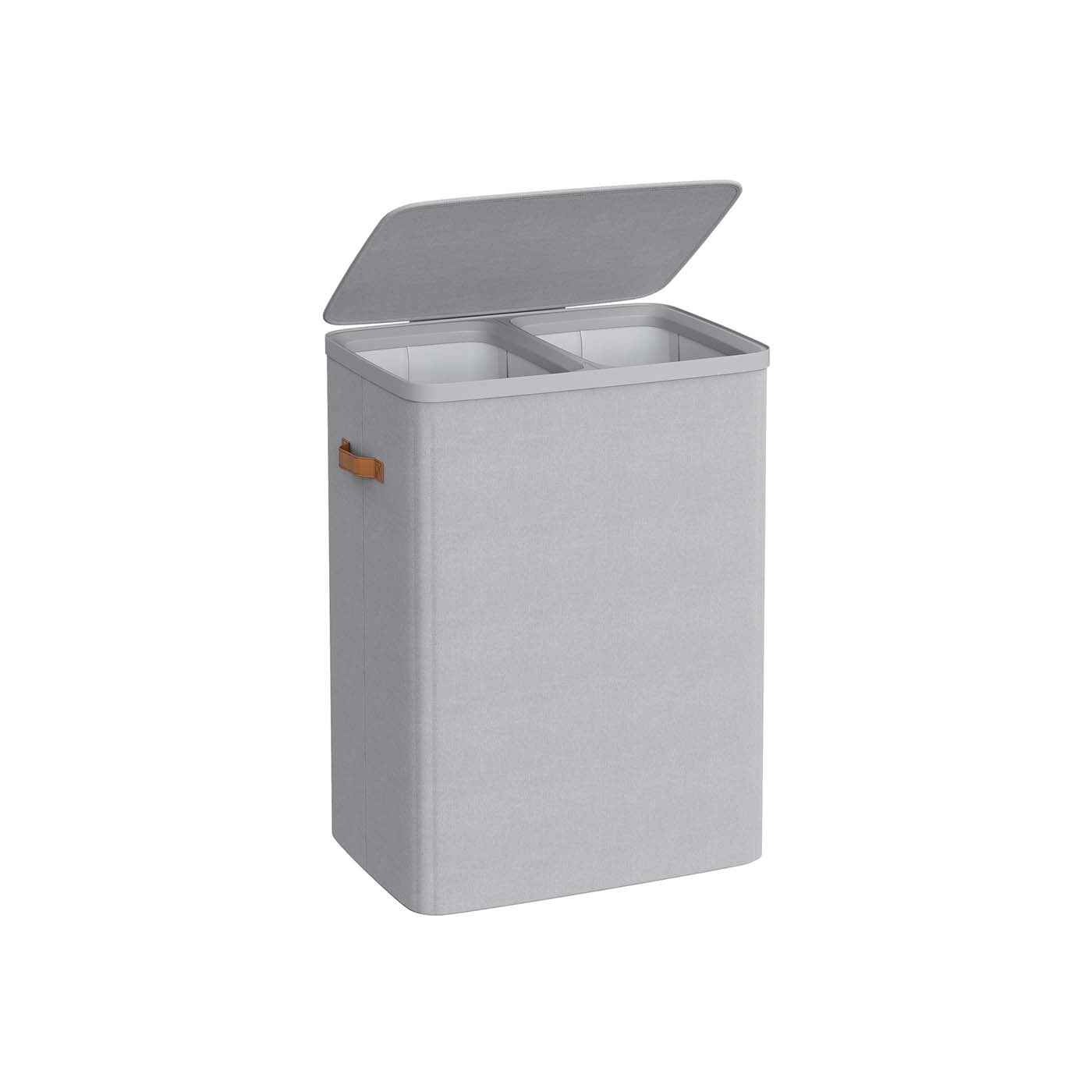 Laundry Basket - Polyester - Ink Black - Dual Compartment with Removable Liners and Lid