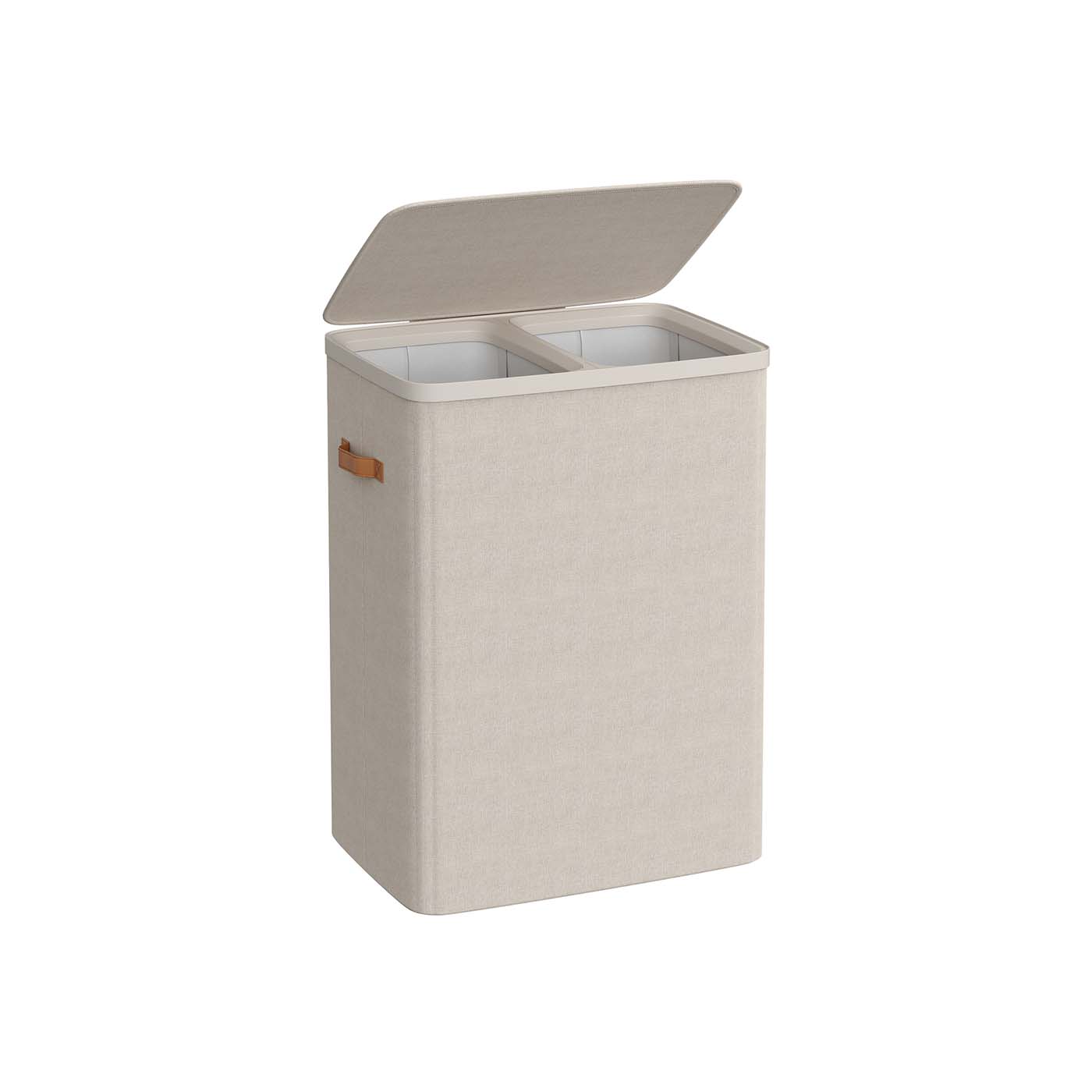 Laundry Basket - Polyester - Ink Black - Dual Compartment with Removable Liners and Lid