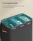 Laundry Basket Triple Compartment Laundry Hamper - Polyester Fabric and Plastic - Ink Black