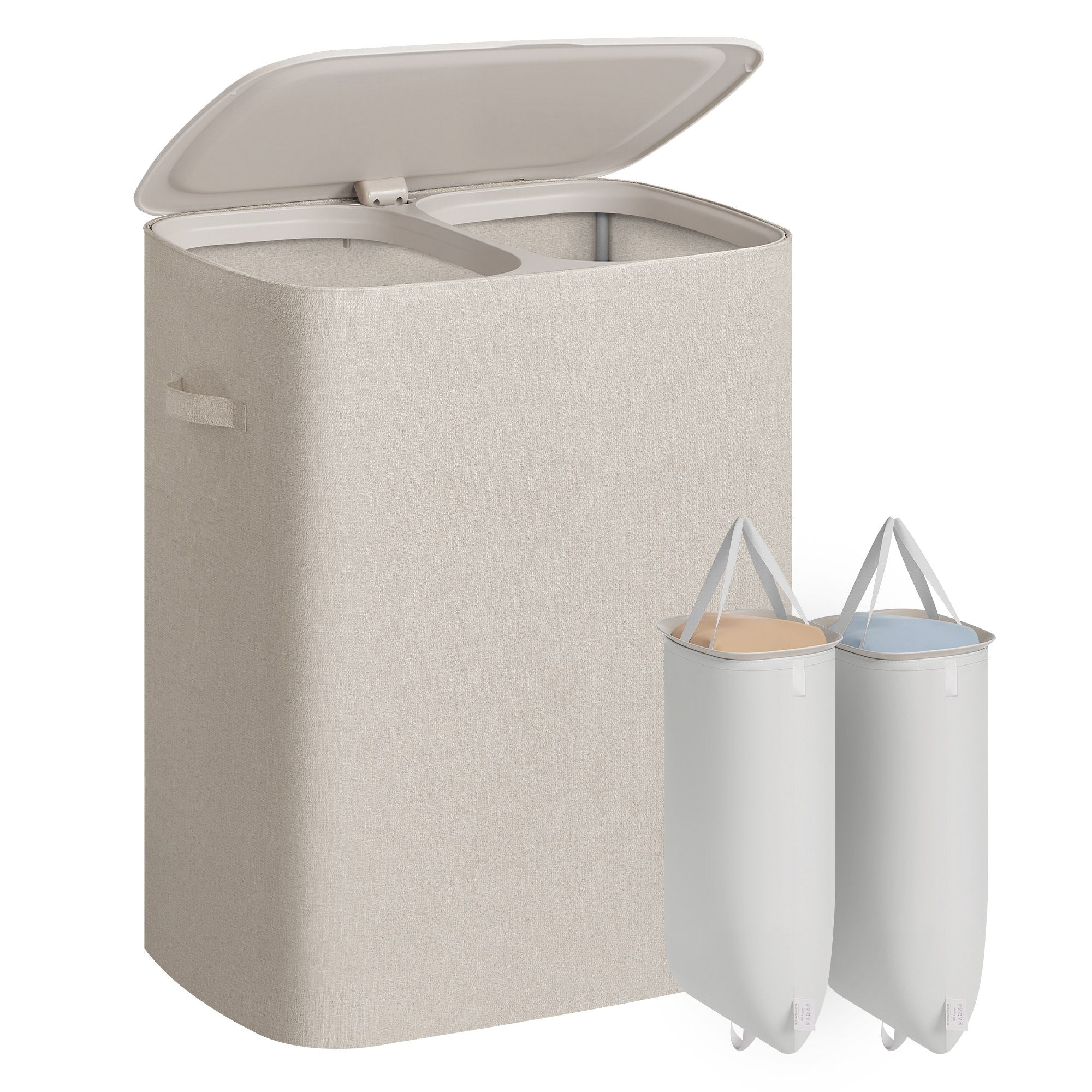 Recycling Bin - With Multiple Compartments - Beige - 56 x 40.5 x 70 cm