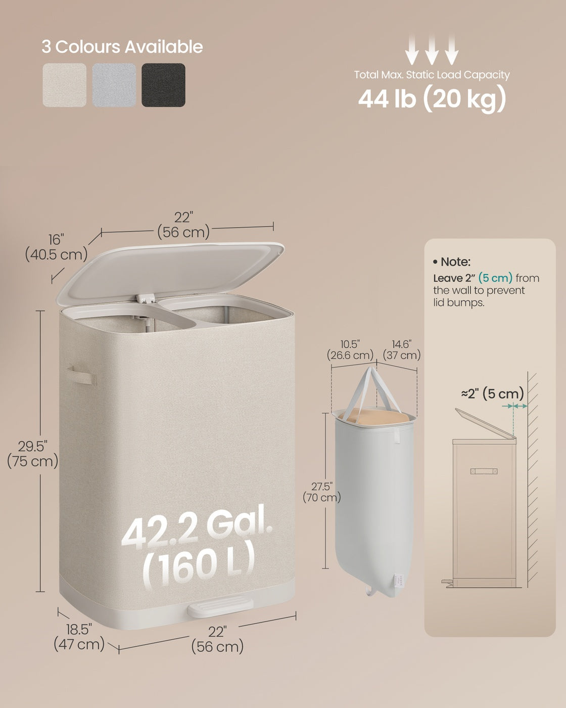 Recycling Bin - With Multiple Compartments - Beige