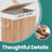 Bamboo Laundry Hamper - Natural - Two-Section with Detachable Liner and Handles