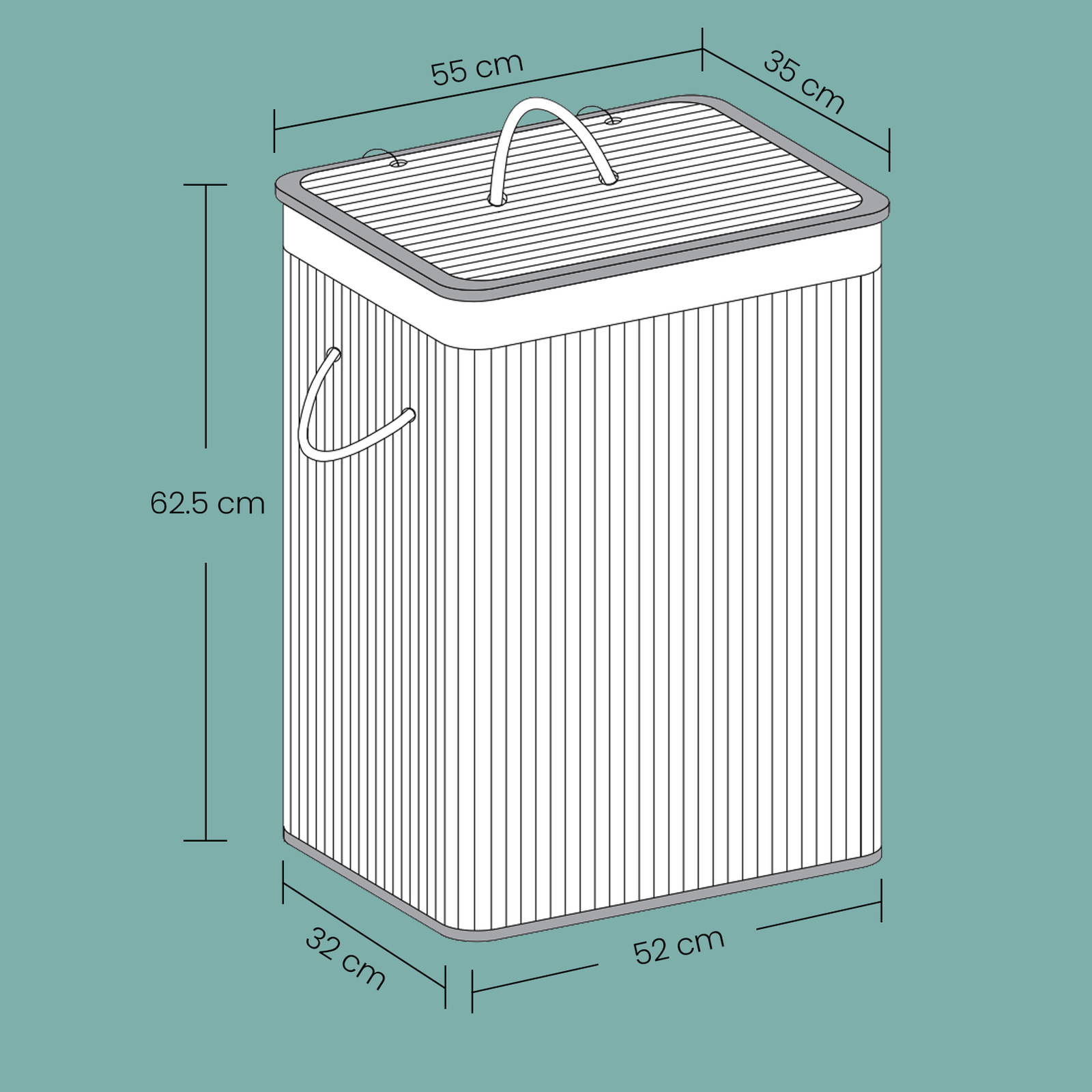 Bamboo Laundry Hamper - Natural - Two-Section with Detachable Liner and Handles