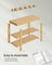 Coat Rack and Shoe Bench Set - Bamboo - Natural Beige - Multifunctional with 5 Double Hooks and 3-Tier Shoe Rack