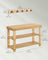 Coat Rack and Shoe Bench Set - Bamboo - Natural Beige - Multifunctional with 5 Double Hooks and 3-Tier Shoe Rack